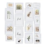 bomoe Bilderrahmen 18er Set Velvet – Fotowand Mehrere Bilder Aluminium & Kunststoffglas Bilderrahmen Collage Bilderrahmen mit Passepartout - Fotorahmen Wand Silb