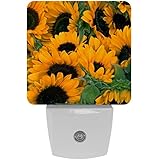 Pflanzen-Sonnenblumen-Blumen-Druck Plug-in LED-Nachtlicht Lampe Kinder Nachtlicht mit Dämmerung bis Morgendämmerung, Auto-Bewegungsmelder, geeignet für Schlafzimmer, Badezimmer, Treppen, Küche, F