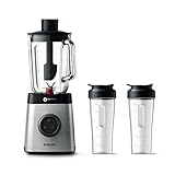 Philips Avance Collection Hochgeschwindigkeits-Standmixer, 1400 W, ProBlend 6 3D Technologie, 2L Glasglas, 2 Extra Tumbler Gläser, HR3655/00