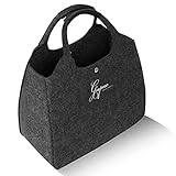 Giupeco Filztasche - 40x30x20 cm mit 15 L großer Filztaschen Shopper grau - 5 mm dicke robuste Handtasche aus Filz - XXL vegane Einkaufstasche - 15 KG belastbare Filz Tasche groß Geschenk für F