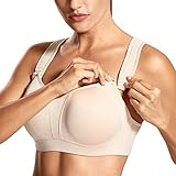 DELIMIRA Damen Starker Halt Sport BH -mit Gepolstert und Bügel,Sport BH für Große Brüste Beige 95D