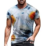 IFOUNDYOU Herren T-Shirt Rundhals Kurzarm Sommer Tee Tops Lustige Basic Shirt Hemd Herren 3D Print Independence Day Bedruckte Bluse Kurzarmshirt Freizeitshirt Casual Lässig Mode Streetwear T