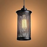 simoej Laterne Retro kleine Droplight Industrie Schmiedeeisen Einzelne Kopf Kronleuchter Pendelleuchte/Hängelampe Modernes Schlafzimmer Personalisierte Esstisch Bar Beleuchtung 110 * 240mm schw