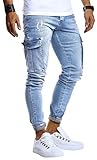 Leif Nelson Herren Jeans Hose Stretch Slim Fit Denim Blaue Lange Jeanshose für Männer Coole Jungen weiße Freizeithose H. Blaue Cargo Chino Sommer Winter Basic LN9445 H. Blau W33L30