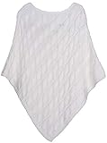 styleBREAKER Strick Poncho mit Zopfmuster, Rundhals Strickponcho, Grobstrick, Damen 08010040, Farbe:Creme-Weiß