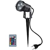 BLOOMWIN LED Gartenstrahler Gartenlampe Gartenbeleuchtung Gartenleuchte 6W RGB Gartenlicht mit Erdspiess Rasen Licht Gartenspiess Wasserdicht IP65