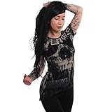 Yakuza Damen Dark Skull Long Tail T-Shirt, Schwarz, XL