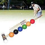 BIWABrave Qualitäts Krocket und Boccia Spiel,Krocket-Set für sechs Spieler für Erwachsene und Kinder –modernes Holzdesign Garten Spiele für Erwachsene -Outdoor Crocket Spiel-Spiele für drauß