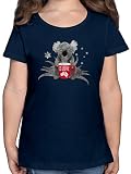 Kinder Fahnen und Flaggen - I Love Australien Koala - 152 (12/13 Jahre) - Dunkelblau - t Shirt australien - F131K - Mädchen Kinder T-S