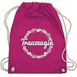 Shirtracer JGA Junggesellenabschied Frauen - Trauzeugin Weiß Blumenkranz - Unisize - Fuchsia - turnbeutel baumwolle - WM110 - Turnbeutel und Stoffbeutel aus Baumw