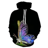 XDJSD Herren Pullover Herren Hoodie Großes Sweatshirt Paar Pullover Print Kapuzenpullover Herren Top Schmetterlingsdruck