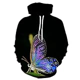 XDJSD Herren Pullover Herren Hoodie Großes Sweatshirt Paar Pullover Print Kapuzenpullover Herren Top Schmetterlingsdruck