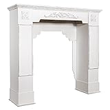 Kaminkonsole SHABBY weiß antik Kaminumrandung aus Holz mit Ornamenten L