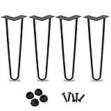 EINFEBEN 4er Set Hairpin Legs Tischbeine 2-Stange 30cm Tischkufen Heavy Duty Modern-Stil Schreibtisch Möbelfüße Austauschbare Tisch Schrank Beine Länge15cm-72cm Durchmesser 12 mm Schw