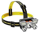 FAMOUHOME 2 Stück Stirnlampe, USB Wiederaufladbare Wasserdicht Leichtgewichts LED Kopflampe, 4 Lichtmodi Stirnleuchte, Perfekt Fürs Laufen, Joggen, Angeln, Campen, Für Kinder (Gelb)
