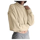 YAOBF Tshirt Damen Langarmshirts Oversize Oberteile Vintage Grafik Drucken Locker Bluse Name It Langarmshirt Jungen (Beige 2,M)