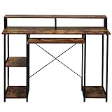 Schreibtisch, Computertische mit Holzregalen/Tastaturablage/Monitorständer, PC Laptop Tisch, Arbeitstisch, Bürotisch für das Home O