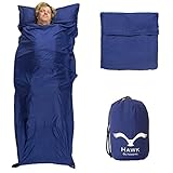 HAWK OUTDOORS Double extrem Leichter Reiseschlafsack Doppel Huettenschlafsack 230x120cm I Schlafsack Jugendherberge, Hotel, Camping, Reise, Hostel, Backpacking, Trekking, Festival I Travel Sheet b