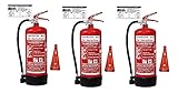 3X 6 L Schaum Feuerlöscher Brandklasse AB DIN EN 3 + GS, Manometer, Wandhalter, Messingarmatur Sicherheitsventil, Standfuß, Schaumlöscher (Mit Prüfnachweis u. Jahresmarke)