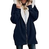 Damen Mantel lang mit Gürtel Knopf Wasserfall Schnitt Trenchcoat weicher Dufflecoat Langer Revers Parka Jacke Strickjack