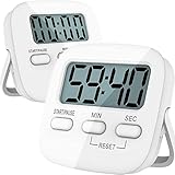 Kurzzeitwecker 2 Stück Küchentimer Kurzzeitmesser Digital Timer Magnetisch Eieruhr Küchenuhr Küchenwecker Countdown Stoppuhr Küche mit LCD Lauter Alarm zum Kochen Backen Sport Lernen, mit B