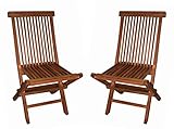 Mediablue 2er Set Klappstuhl Teakstuhl Gartenstuhl Teak Holz Stuhl für Terrasse Wintergarten Balkon witterungsbeständig behandelt massiv klappbar N