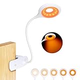 Leselampe,16 LED klemmlampe bett, Buchlampen USB Wiederaufladbar Klemmleuchte 5 Helligkeit Dimmbar 360° Flexibel Klemmlampe Augenschutz Bernstein Nachttischlampe Nachttischlamp