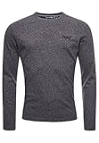 Superdry Herren Vintage Logo EMB LS TOP T-Shirt, Grey Black Twist, L