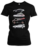 Kult Cars Damen Girlie T-Shirt | Knight Rider Shirt Damen - A-Team Van - zurück in die Zukunft t-Shirt Delorean - mad max Interceptor (Schwarz M2, L)