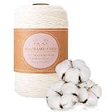 Jubor Makramee Garn 3mm x 200m Weiches Baumwollgarn Baumwollkordel mit Einzeldrehung, Makramee-Garn für DIY Handwerk Basteln Boho Deko Wandbehang Baumwollschnur Dek