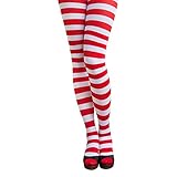 Oblique-Unique® Sexy Strumpfhose -halterlos- Overknee Strümpfe - Party Kostüm Fasching Karneval (Strumpfhose Ringel rot/Weiss)