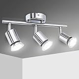 LED Deckenleuchte Schwenkbar inkl. 3 x GU10 Fassungen Deckenstrahler Deckenlampe LED Strahler Deckenspot Wohnzimmerleuchte Spotleuchte Spotbalken Spots (ohne Lichtquelle)