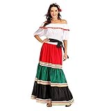 EraSpooky Damen Mexikanerin Senorita Kostüm Faschingskostüme Cosplay Halloween Party Karneval Fastnacht Kleid für Erw