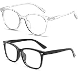 TREEROSE Blaulichtfilter Brille Ohne Stärke Uv Blue Light Blocking Glasses Blaufilter Brille Bildschirmbrille PC Gaming Glasses Spielbrille Ohne Stärke Herren Damen Unisex Fake Brille (2-Pack )