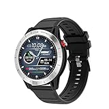 ZWHJK Herren Smartwatch 1,3 Zoll Bildschirm Herren und Damen Fitness Uhr mit Kontinuierlichem Pulsmesser 3ATM Wasserdicht Uhr für IOS Android Smart Watch(C)