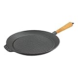 Grillpfanne aus Gusseisen 28 cm rund heller Holzgriff Carl V