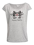 Mickey & Minnie Mouse Happy Together Damen Loose-Shirt grau meliert, Größe:5XL