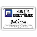 Fassbender-Druck SCHILDER - NUR FÜR EIGENTÜMER - vorgebohrtes Parkplatz Schild - Schild mit Bohrlöchern zum Markieren vom Eigentümerparkplatz oder Privatparkplatz (15x10cm Schild)