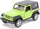 Modellauto Jeep Wrangler Rubicon Geländewagen SUV 1, 32 Simulation Druckguss Legierung Sound und Licht Spielzeug Auto Simulation Auto (Farbe Blau), Rot (Farbe: Grün, Größe: Einheitsgröße)