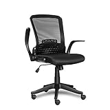 Ergonomischer Bürostuhl Mesh PC-Stuhl Drehstuhl Schreibtischstuhl Arbeitstuhl Chefsessel Armlehnen Höhenverstellbar Neigungsverstellbar,klappbar,Drehbar,120kg belastbar(Schwarz)