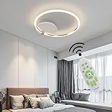 Dimmbare Deckenleuchte LED Deckenlampe Wohnzimmer mit Fernbedienung Lichtfarbe/Helligkeit Einstellbare Decke Hängeleuchte Rund Ring Designer Schlafzimmer Deko Lampe Acryl Esszimmer Küche Bürolamp