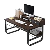 DFLKP Computer Home Office Schreibtisch mit Ablageregal und Bücherregal Arbeitsschreibtisch Moderner einfacher Stil platzsparendes Design,Schwarz,47.2'×23.6'