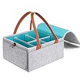 Viudecce Windel Caddy Organizer Baby Kinderzimmer Aufbewahrungskorb mit ReiiVerschluss Deckel und Ledergriff Baby Wick
