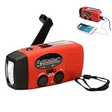 Comtervi Solar Radio mit Handkurbel Kurbeldynamo LED Taschenlampe Notfall Ernstfall Powerbank USB Handy Ladegerät Kurbelradio FM/AM Notfallradio für Wandern Camping O