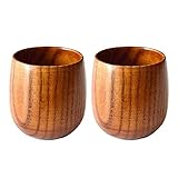 Amaoma 2Pcs Natürliche Holztasse Jujube Holzbecher Becher Hölzerner Tee Set, Holz T