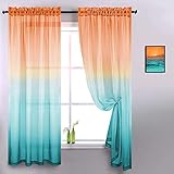 Voile Vorhang Mit Stangendurchzug Transparent Gardine 2 Stücke Gaze Paarig Fensterschal Vorhänge 160 cm x 132 cm (H x B) 2er S