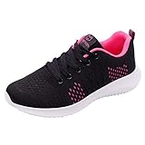 Sneaker Damen Leichte Atmungsaktiv Sportschuhe Stilvoll Gemütlich Laufschuhe Weicher Boden Turnschuhe Sommer Fitness Hallenschuhe Krawatte Low-Top Stricken Schuhe (Pink, 38)