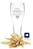 Leonardo Weizenglas mit Gravur - Bester Papa der Welt - Geschenk für Papa ideal als Vatertagsgeschenk 0,5l Bierglas Weizenbierglas als Geburtstagsgeschenk für M