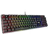 havit Mechanische Gaming Tastatur, QWERTZ Kabelgebundene Tastatur (Deutsches Layout) mit Roten Schaltern, Mechanische Tastatur für PC Gamer und Arbeits, Schwarz (HV-KB432L)