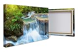 wandmotiv24 Leinwandbild Wasserfall im Dschungel, Urwald, Wasser 60x40cm (BxH) Bilder auf Leinwand, Wandbild, Leinwandbilder, Fotogeschenke, Dekoration Wohnung modern, Deko M1080